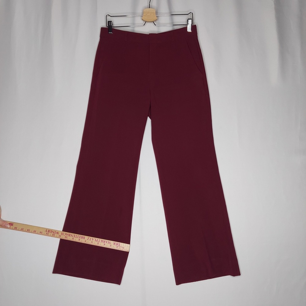 Banana Republic Blake Trouser  Pants Women 6 Burgundy Wide Leg Pocket 32X30 - Picture 4 of 11